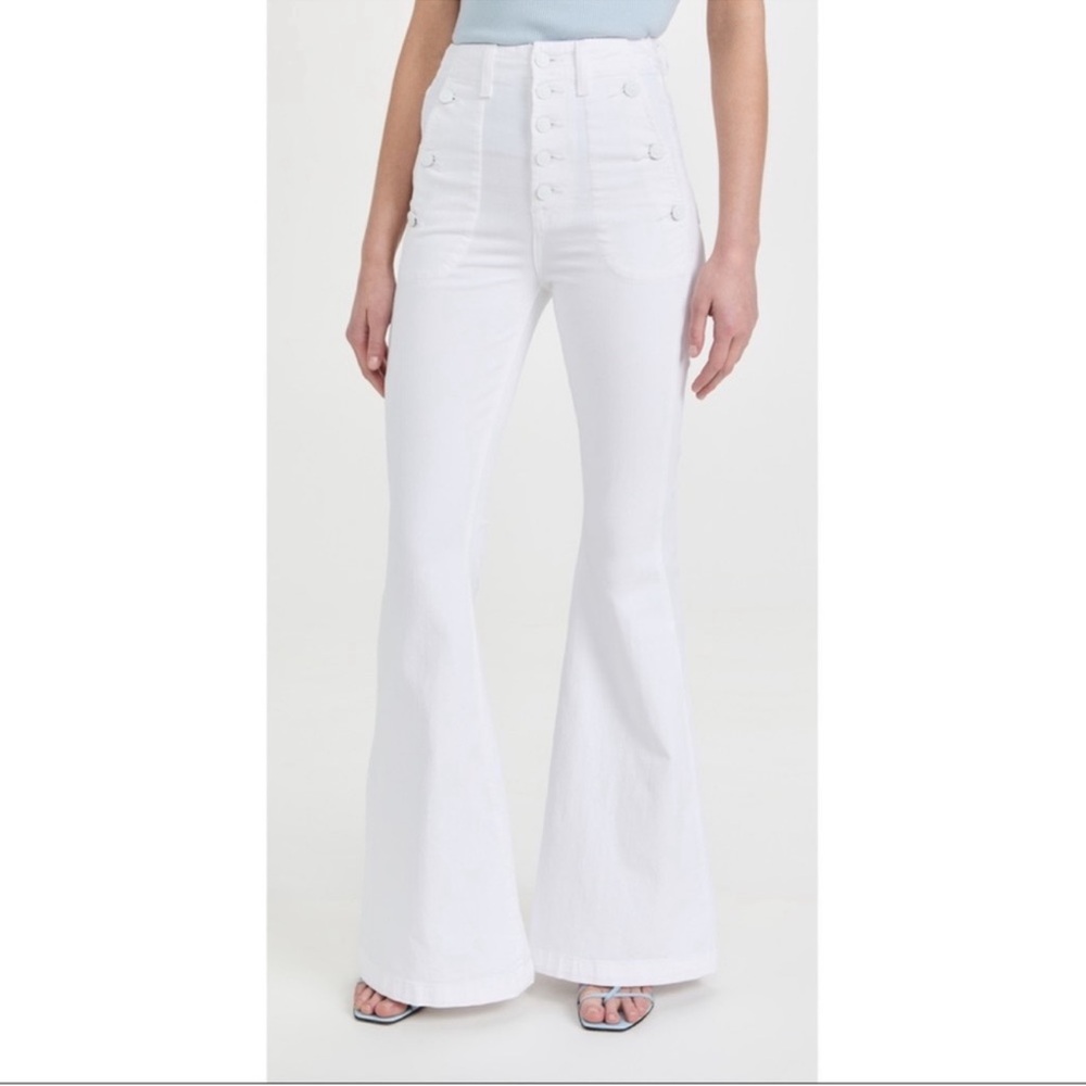 7 For Man Kind Womens White Portia Mega Flare Jeans